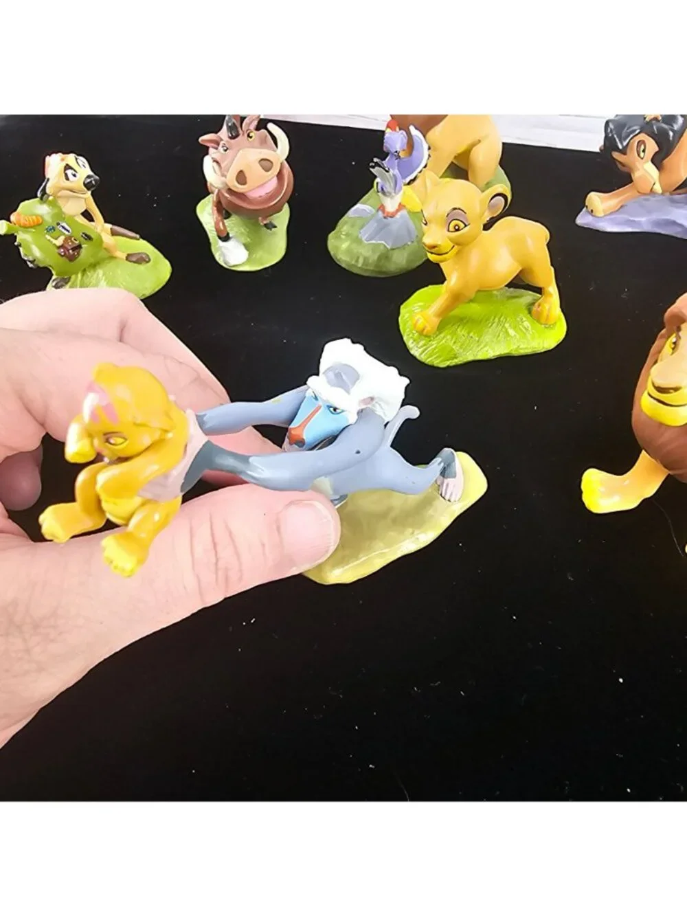 Disney Lion King Figurine Set Simba Scar Pumbaa Timon Rafiki Hyenas Vintage 1990